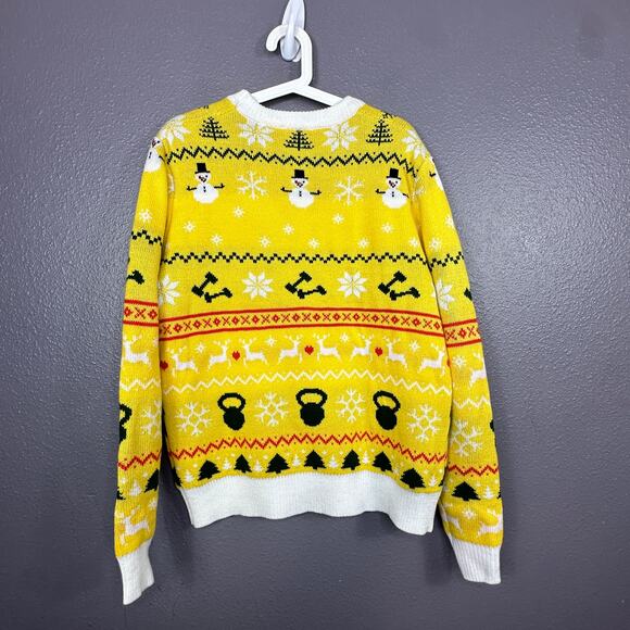 ROODY FIT CRUNCH Yellow Ugly Christmas Sweater Unisex Size Small - Picture 2 of 6